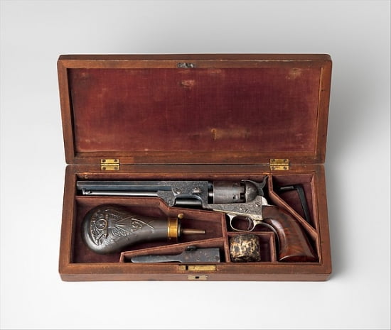 Colt Model 1851 Navy Percussion Revolver poster print showcasing historical firearm design.