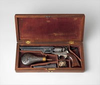 Colt Model 1851 Navy Percussion Revolver poster print showcasing historical firearm design.