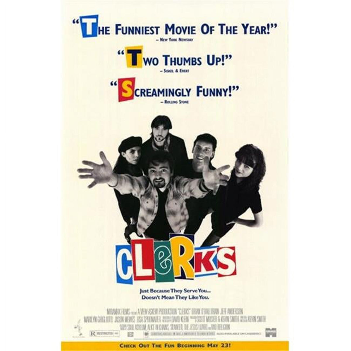 Clerks Movie Poster 11x17 Print featuring iconic film characters.