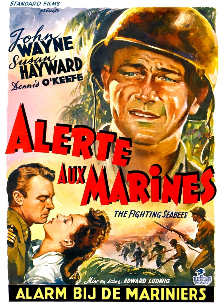The Fighting Seabees movie poster print featuring John Wayne, 11x17 inches.