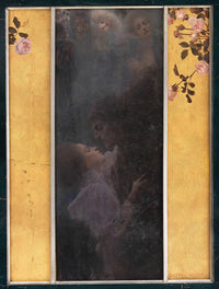 Liebe (1895) art print by Gustav Klimt featuring intricate patterns and vibrant colors.