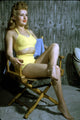 Betty Grable photo print in yellow outfit, vintage Hollywood decor
