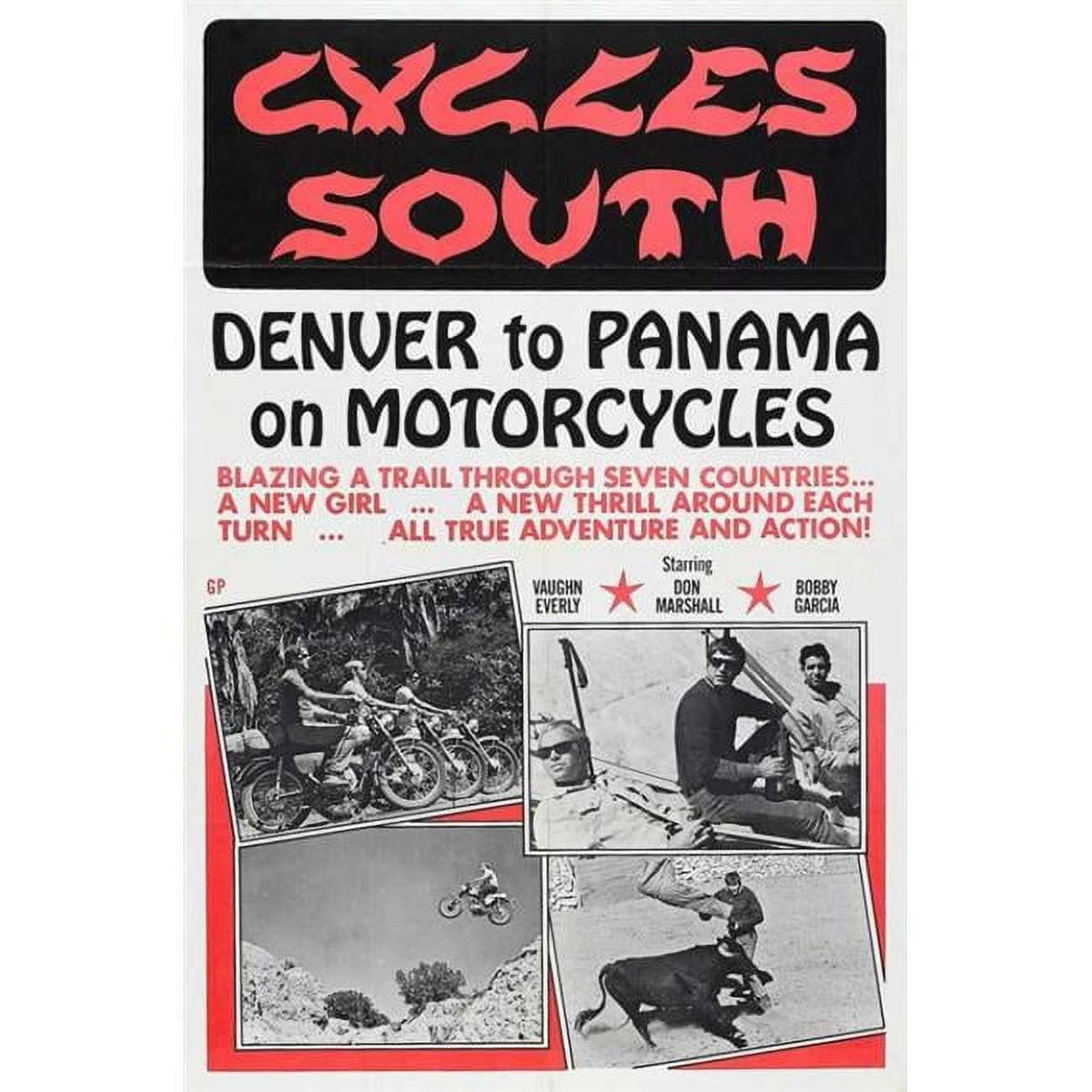 Cycles South Movie Poster - 11x17 size, vibrant and adventurous design.