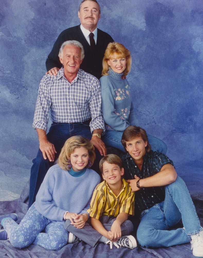 Mister Belvedere family photo print on blue background