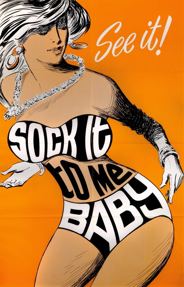 Sock It To Me Ba art print showcasing vibrant colors and movie poster style.