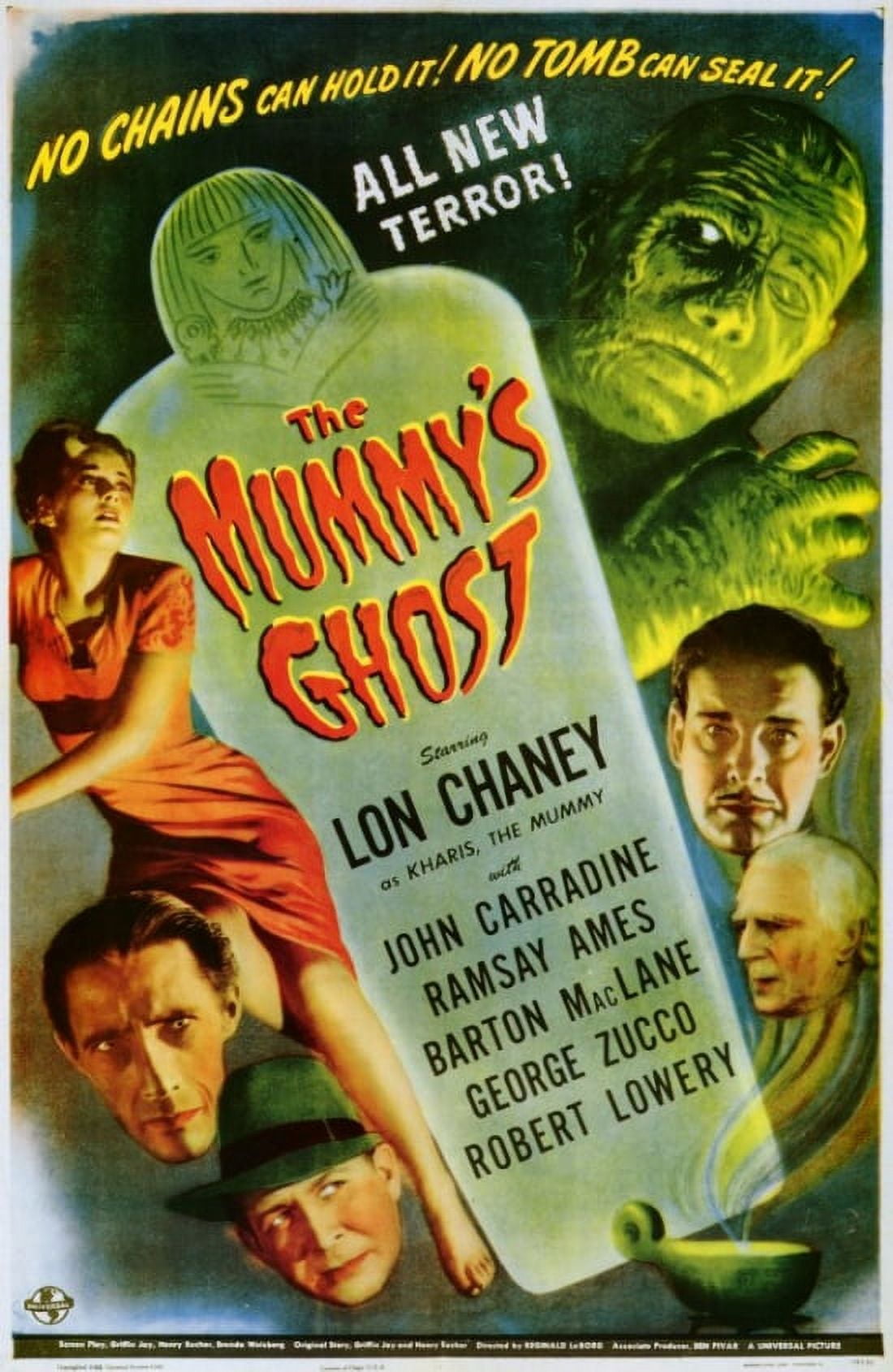 The Mummy's Ghost movie poster in 11x17 size, classic horror film art.