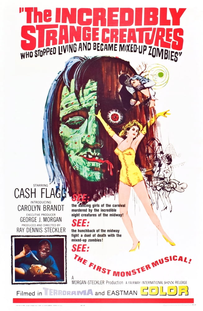 The Incredibly Strange Creatures Who Stopped Living and Became Mixed-Up Zombies movie poster print 1964.