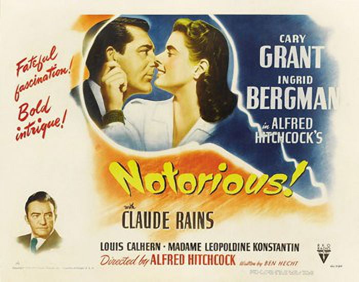 Notorious Movie Poster showcasing classic film art in 17x11 size.