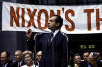 Richard Nixon giving a speech photo print, historical imagery.