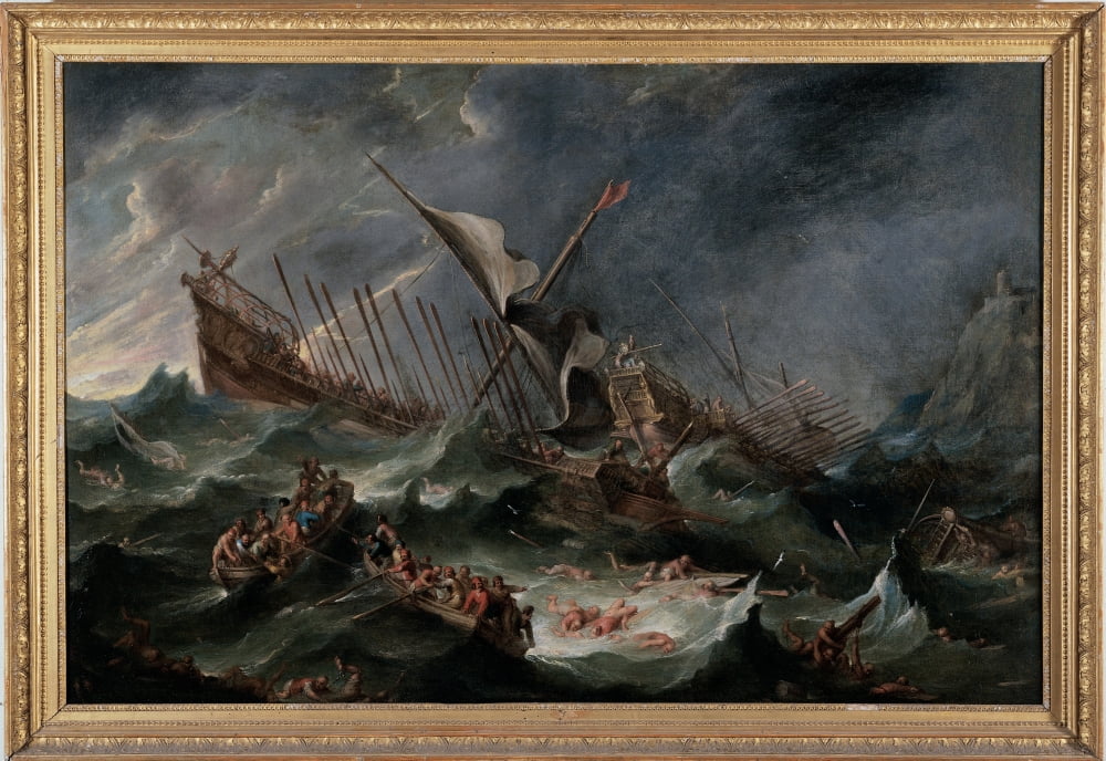 De Shipwreck 1650 Oil on Canvas Art Print by Wael Cornelis