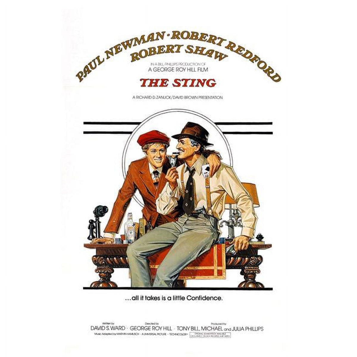 The Sting movie poster art featuring Robert Redford and Paul Newman.