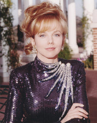 Linda Purl portrait in black sequin long sleeve dress photo print