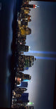 New York City skyline at night with Twin Tower memorial beams photo print