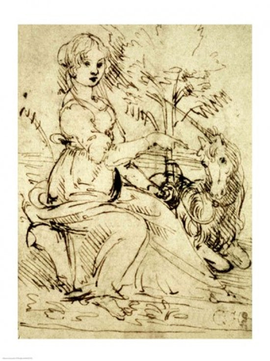 Lady with a Unicorn Poster Print by Leonardo Da Vinci