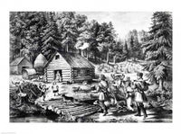 The Pioneer's Home on the Western Frontier Poster Print