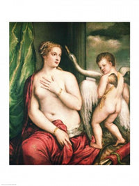 Leda and the Swan Poster Print by Titian showcasing a mythological scene.