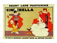 Cinderella Poster Print by Tom Browne featuring vibrant colors and magical design.