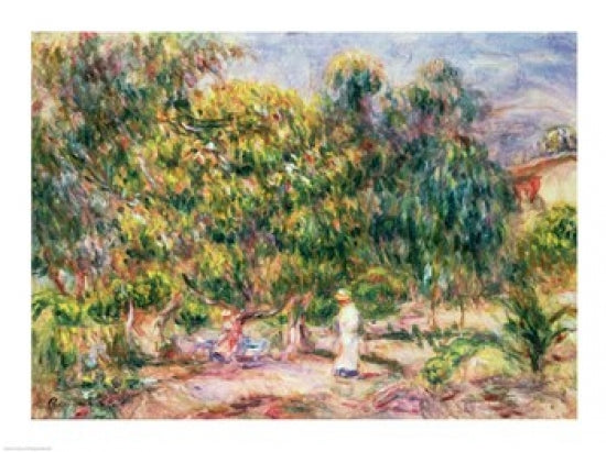 Fine art print of The Woman in White in the Garden of Les Colettes by Pierre-Auguste Renoir