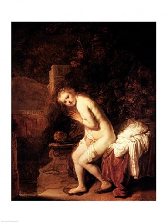 Art print of Susanna and the Elders by Rembrandt van Rijn, showcasing a historic masterpiece.