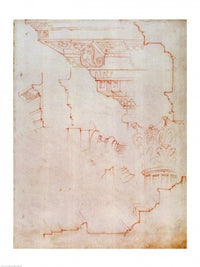 Michelangelo architectural details drawing poster print.