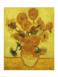 Sunflowers fine art print by Vincent Van Gogh showcasing vibrant yellow flowers.