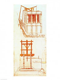 Hydraulic Water Pump for a Fountain Poster Print by Leonardo Da Vinci