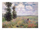 The Poppy Field by Claude Monet poster print featuring vibrant flowers and landscape.