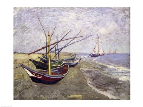 Fishing Boats on the Beach at Saintes-Maries-de-la-Mer Poster Print by Vincent Van Gogh