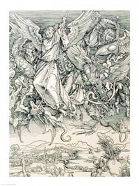 St. Michael Battling with the Dragon fine art print by Albrecht Durer.