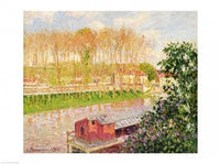 Sunset at Moret-sur-Loing Art Print by Camille Pissarro, Impressionist landscape art