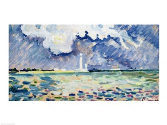 The Lighthouse at Gatteville Poster Print by Paul Signac showcasing vibrant colors and intricate details.