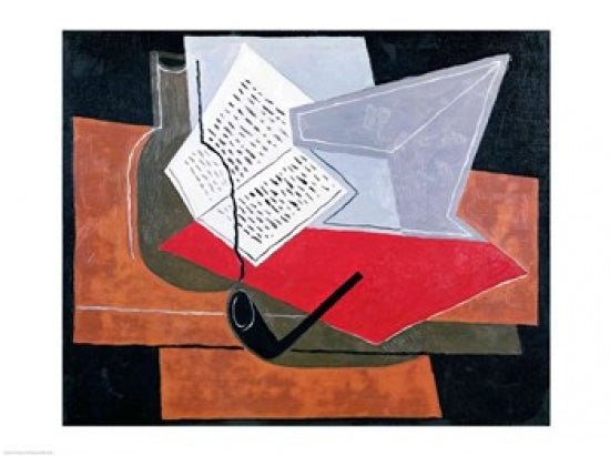 Bowl and Book Poster Print by Juan Gris showcasing Cubist art style.