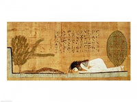 Ancient Egyptian Funerary Papyrus print depicting deceased before crocodile