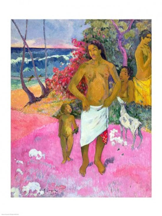 A Walk by the Sea Fine Art Print by Paul Gauguin, serene beach landscape.