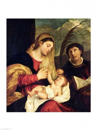 Madonna and Child with Saints Stephen, Jerome, and Maurice Poster Print by Titian