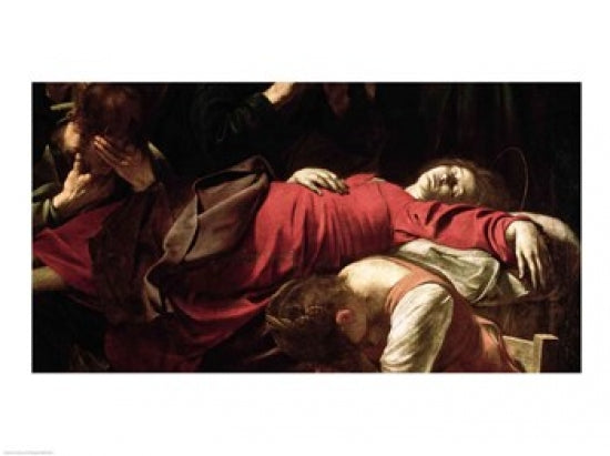 The Death of the Virgin fine art print by Caravaggio, a Baroque masterpiece.