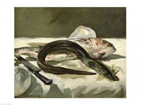 Eel and Red Mullet Art Print by Edouard Manet showcasing vibrant colors and detail.