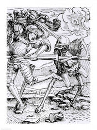 Death and the Knight Poster Print by Hans Holbein, showcasing intricate details and symbolism.