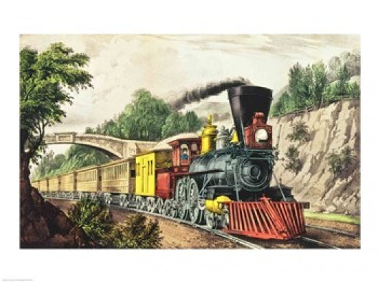 The Express Train Poster Print featuring a vibrant train in motion.