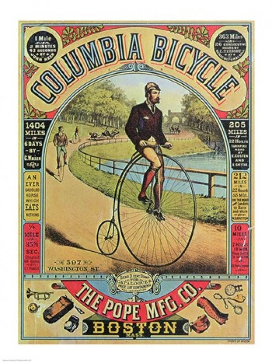 Columbia Bicycle Poster Print showcasing vintage cycling art