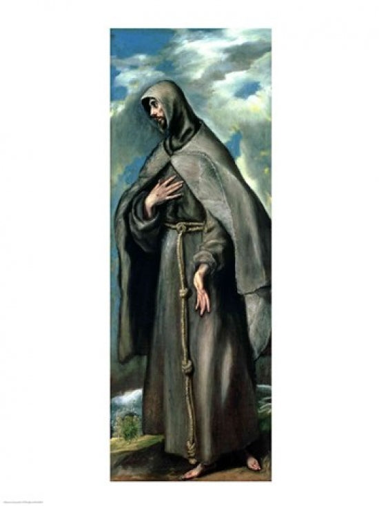St. Francis of Assisi Poster Print by El Greco, vibrant colors and dramatic style.