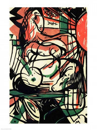 The Birth of the Horse fine art print by Franz Marc, vibrant expressionism art.