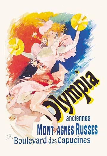 Olympia Theater Poster Print by Jules Chéret showcasing vintage Parisian art.