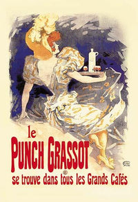 Charming young woman poster print by Jules Cheret featuring a woman with a tray of aperitifs.