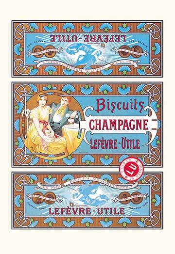 Champagne Biscuits Poster Print by Alphonse Mucha featuring Art Nouveau design.