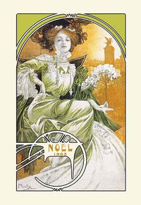 Alphonse Mucha Noël 1903 Paris Illustre Poster Print, Art Nouveau style.