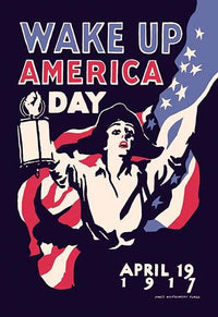 American Liberty Poster Print by James Montgomery Flagg featuring a patriotic woman in stars and stripes.