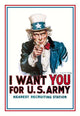 Uncle Sam poster print by James Montgomery Flagg, iconic American artwork.