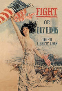 American Patriot Poster Print by Howard Chandler Christy featuring a woman waving the American flag.