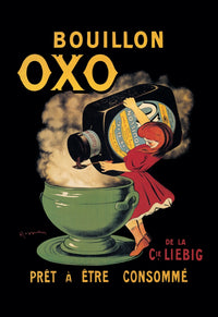 Bouillon Soup Poster Print by Leonetto Cappiello featuring a woman pouring bouillon.